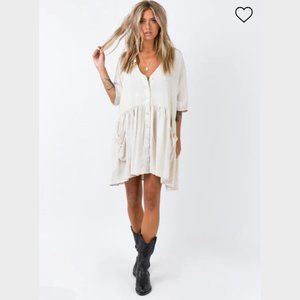 Princess Polly The Sandy Mini Dress Natural (Size XS/S)